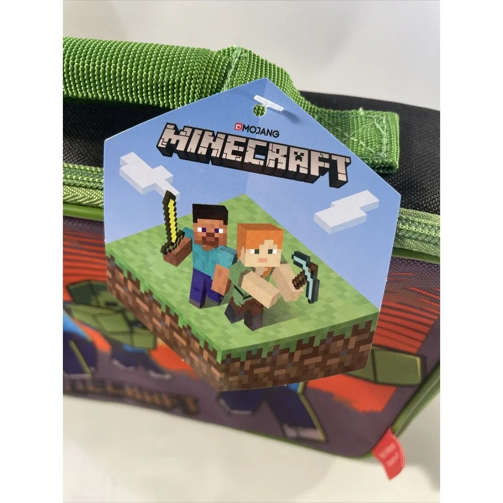 Minecraft Creeper Soft Insulated Back to School Lunchbox Thermos 2021 Mojang NEW